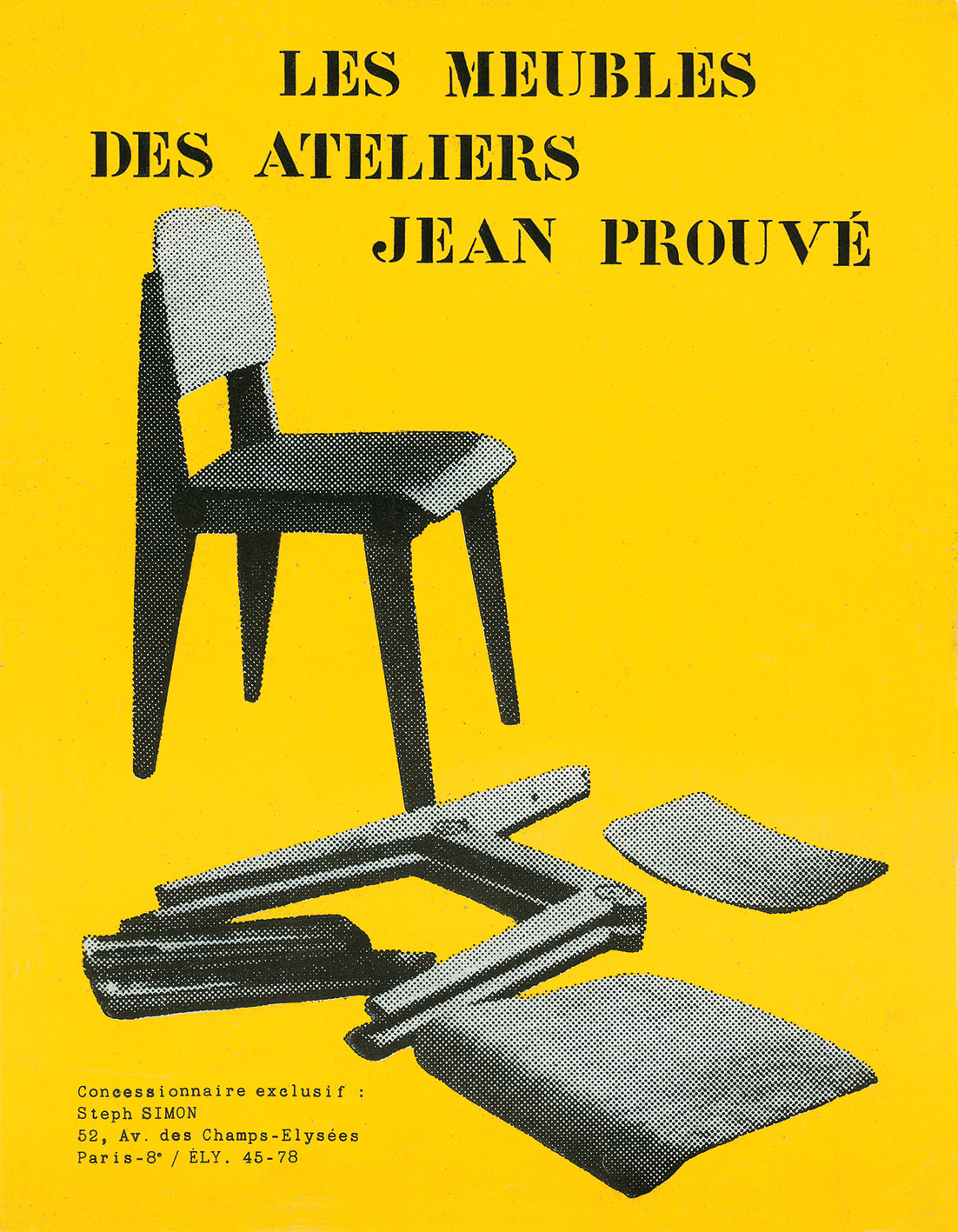Demountable wooden chair CB 22, then no. 301. Cover of an advertising catalog <i>Les Meubles des Ateliers Jean Prouvé</i>, Paris, 1951.