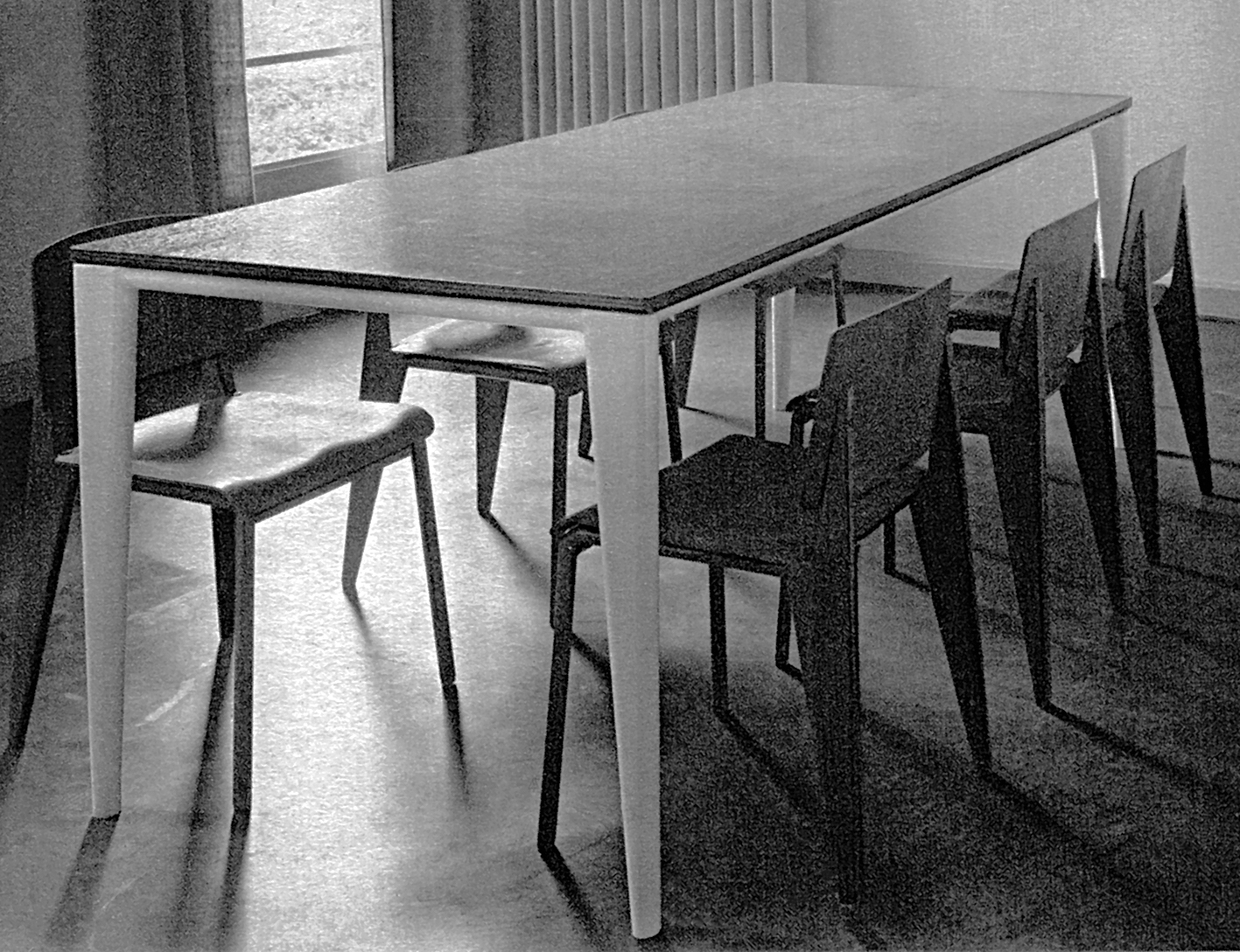 Refectory table with profiled legs, ca.1936. Lycée Fabert, Metz.