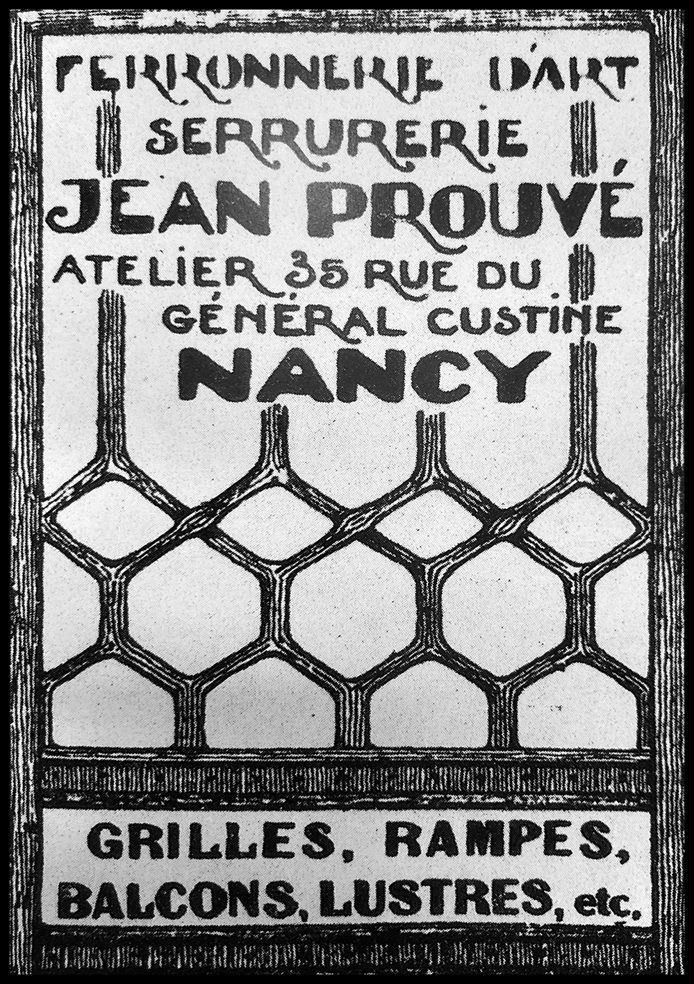 Jean Prouvé iron workshop, advertising document by A. Legrand, c. 1924.