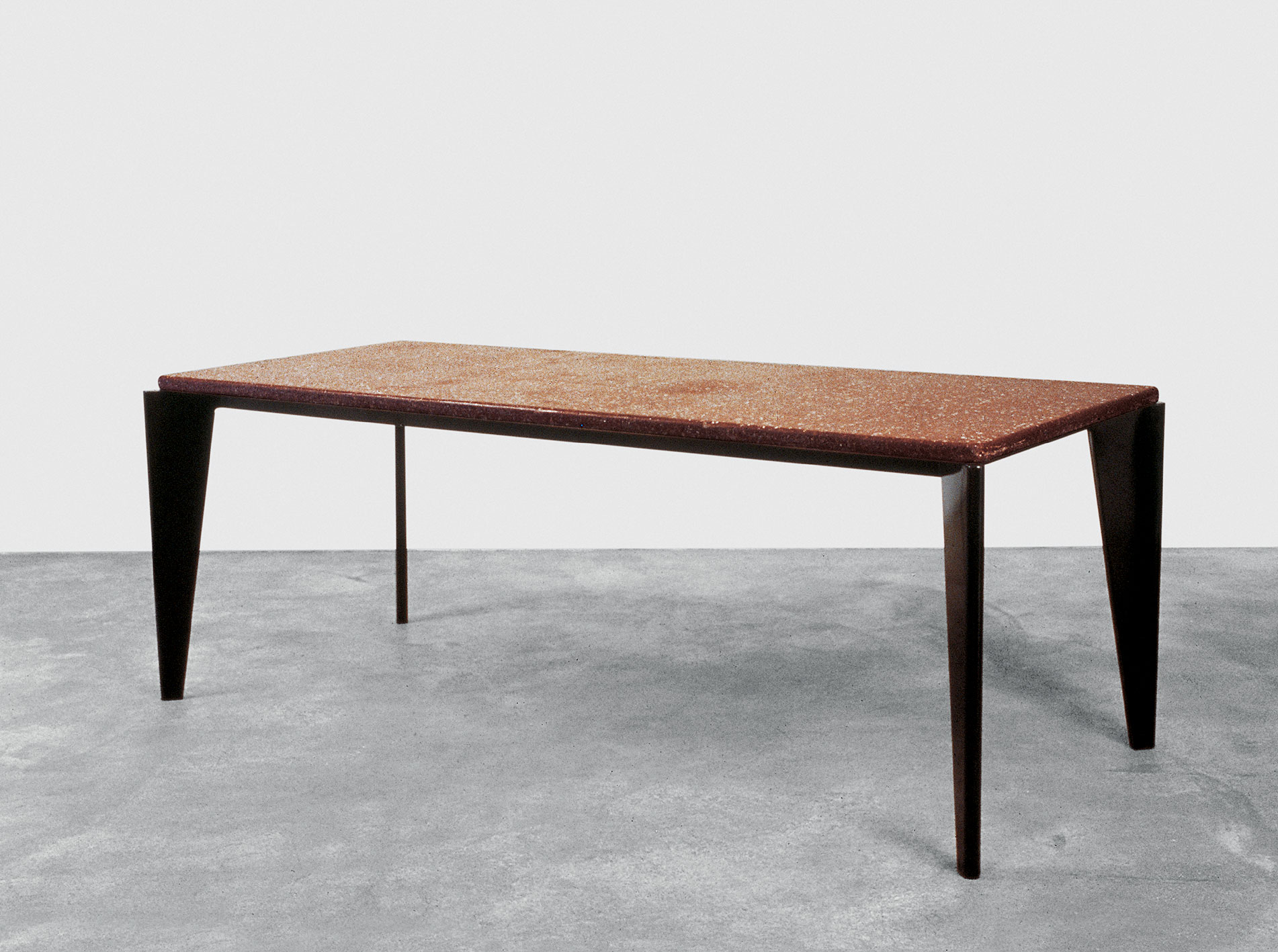 Flavigny table, model with red Granito table-top, ca. 1945.