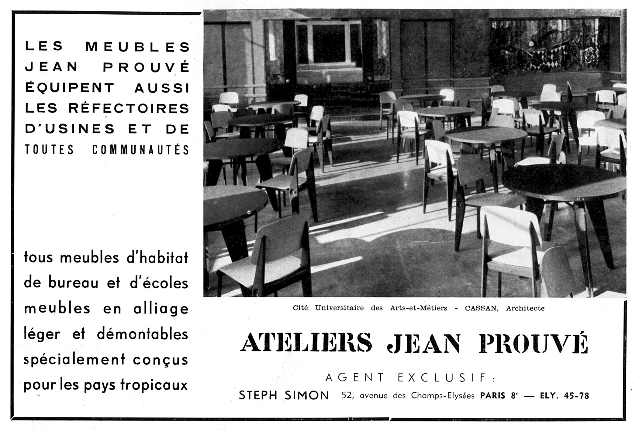 Advertisement from the Ateliers Jean Prouvé, in <i>L’Architecture d’aujourd’hui,</i> no. 37, October 1951.