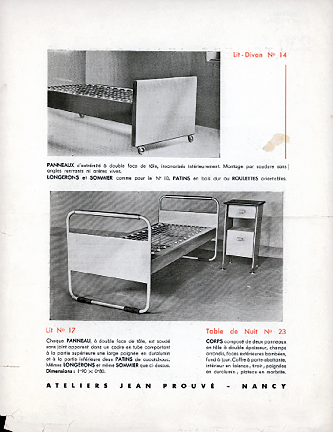 Brochure publicitaire <i>Ateliers Jean Prouvé, mobilier en acier</i>, Nancy, c. 1935.