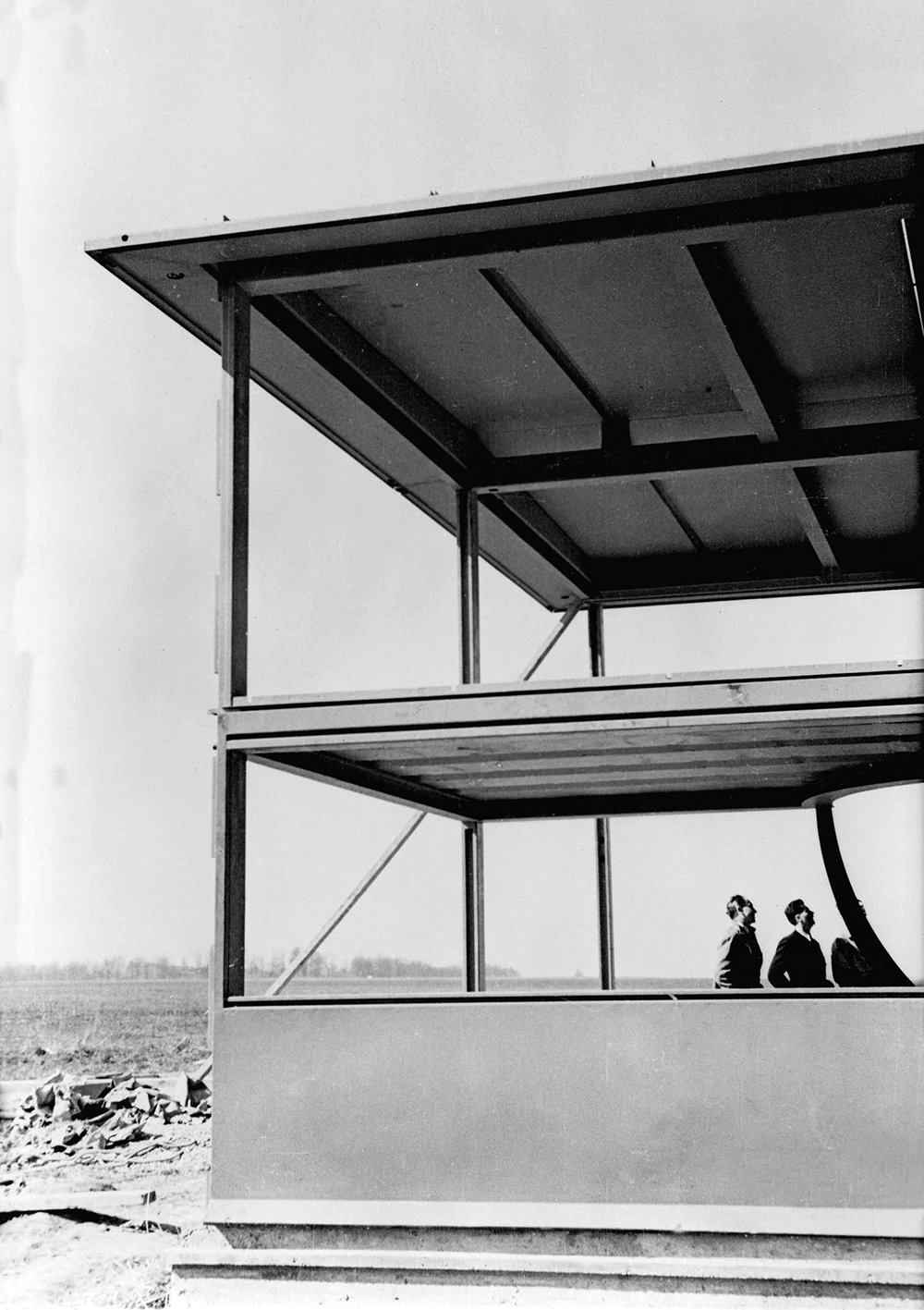 Roland Garros Flying Club (Jean Prouvé, with architects Eugène Beaudouin and Marcel Lods). View of the building site, Buc, 1935.