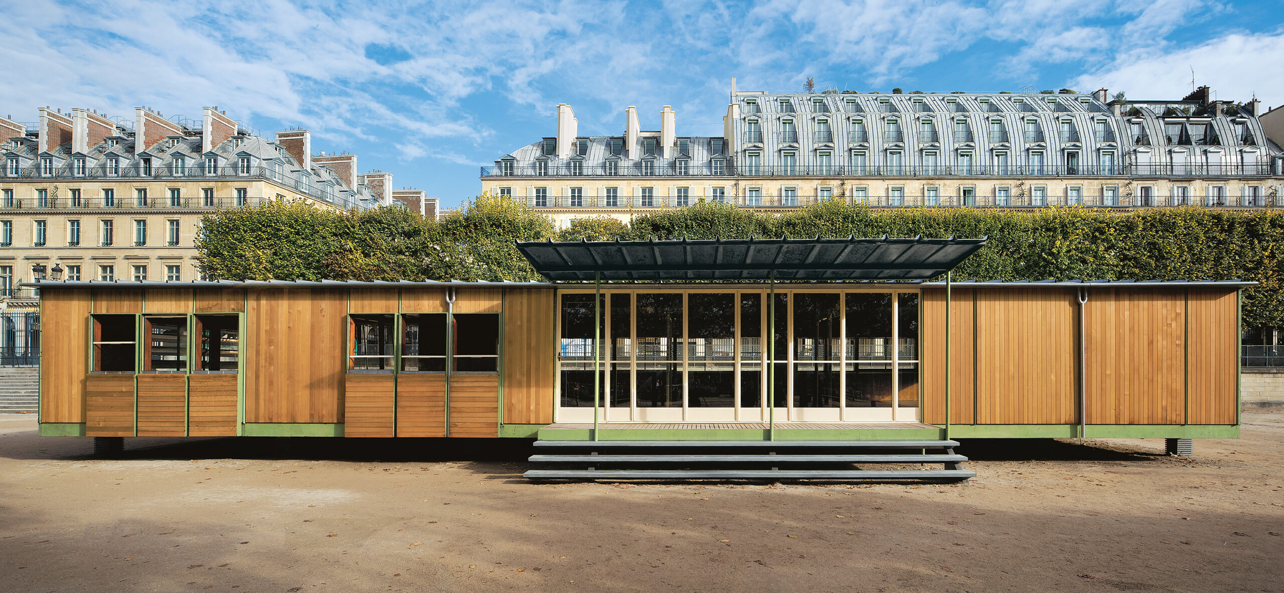 Ferembal house, Nancy, 1948. Adaptation Jean Nouvel, reassembled at Jardin des Tuileries, Paris, 2010.
