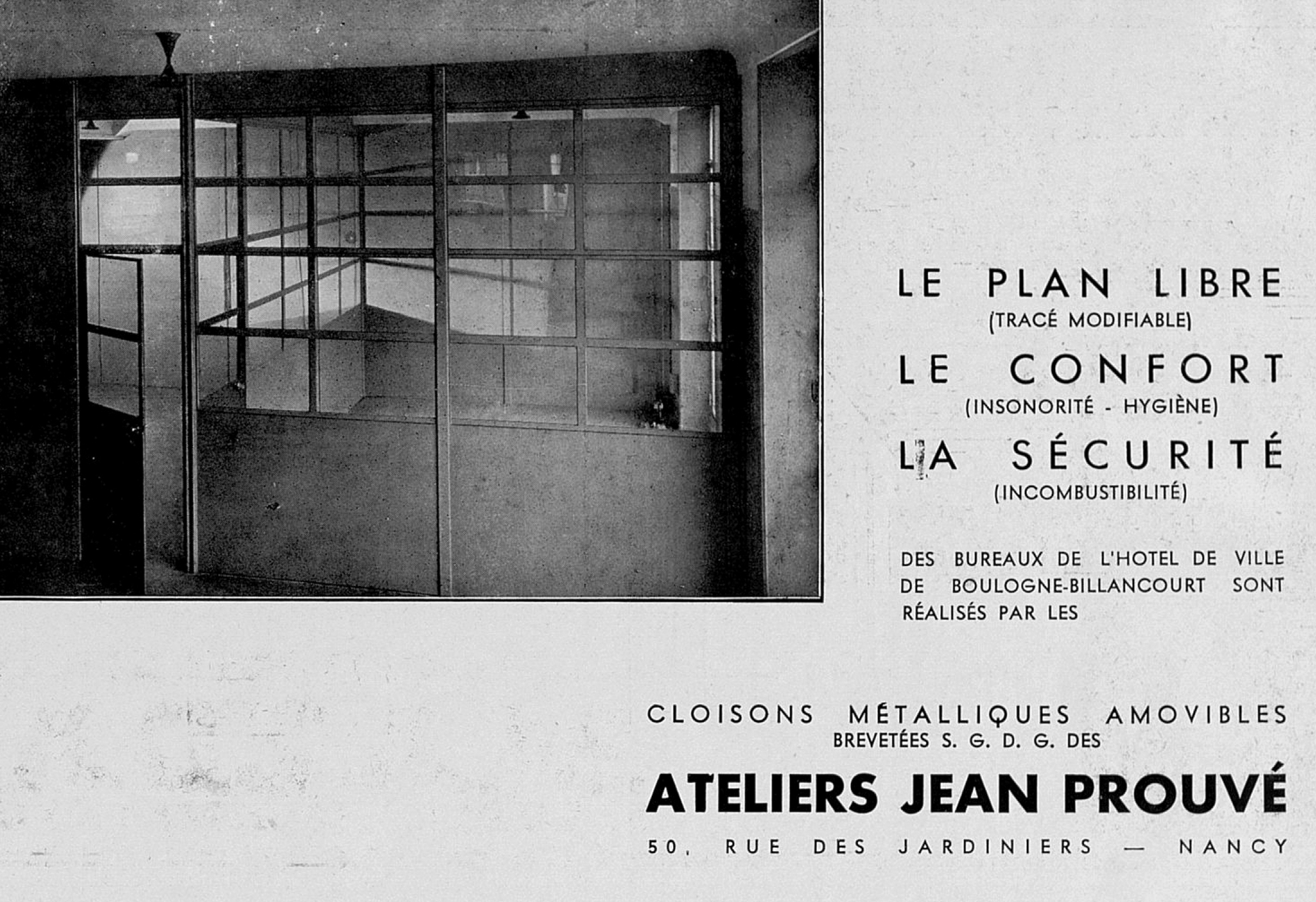 Advertisement from the Ateliers Jean Prouvé, in <i>L’Architecture d’aujourd’hui,</i> no. 8, 1934.