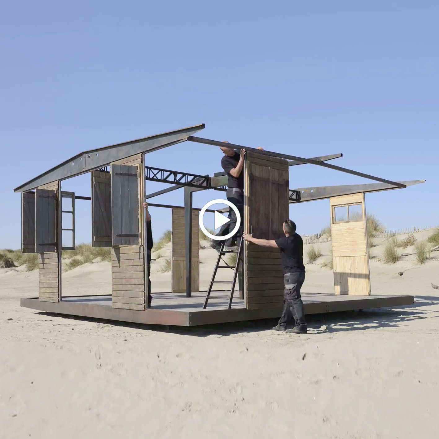 6x6 Demountable house reassembled in the Camargue, 2014.