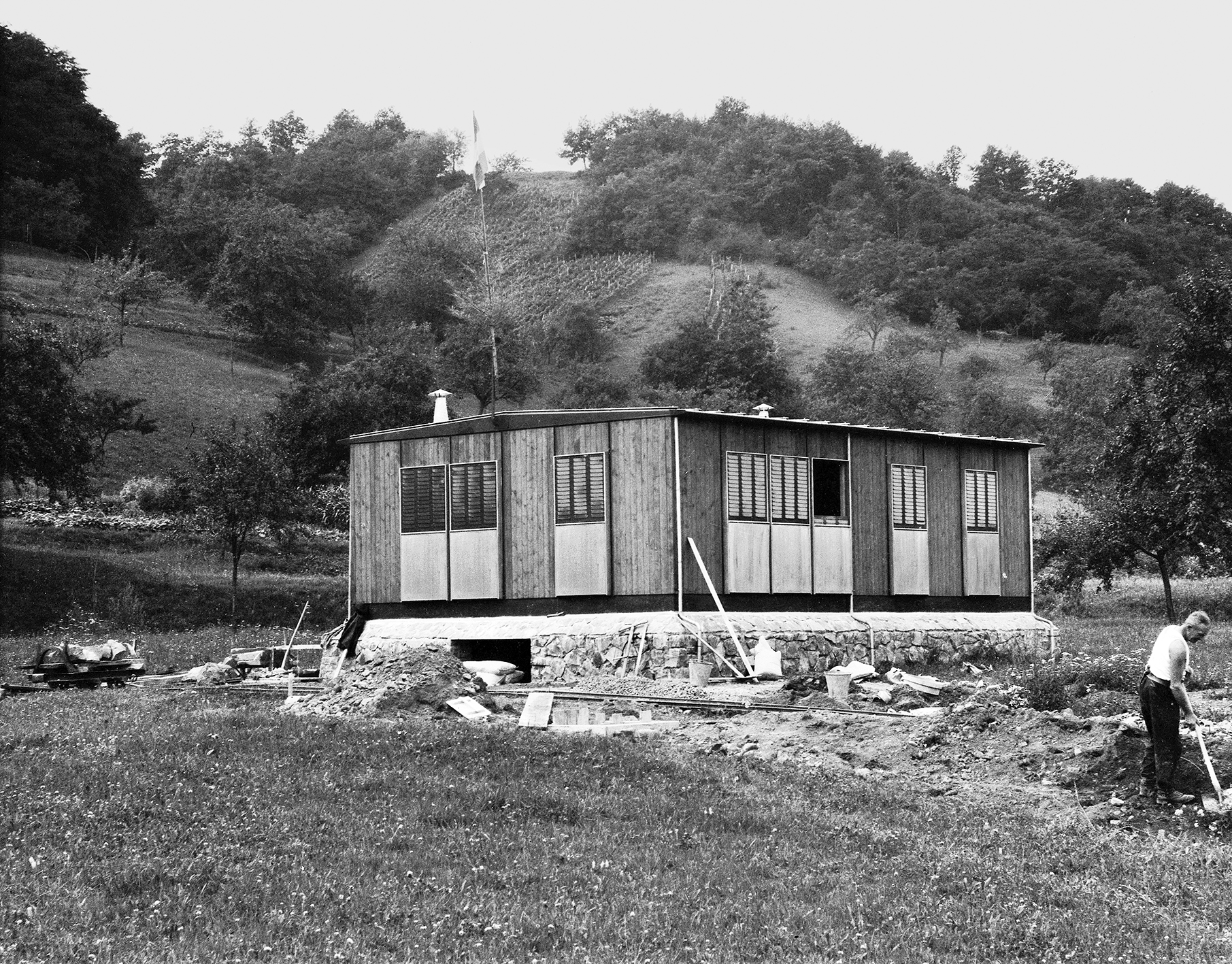 Maison démontable 6x9, 1946. Usine Burcklé, Bourbach, Haut-Rhin.