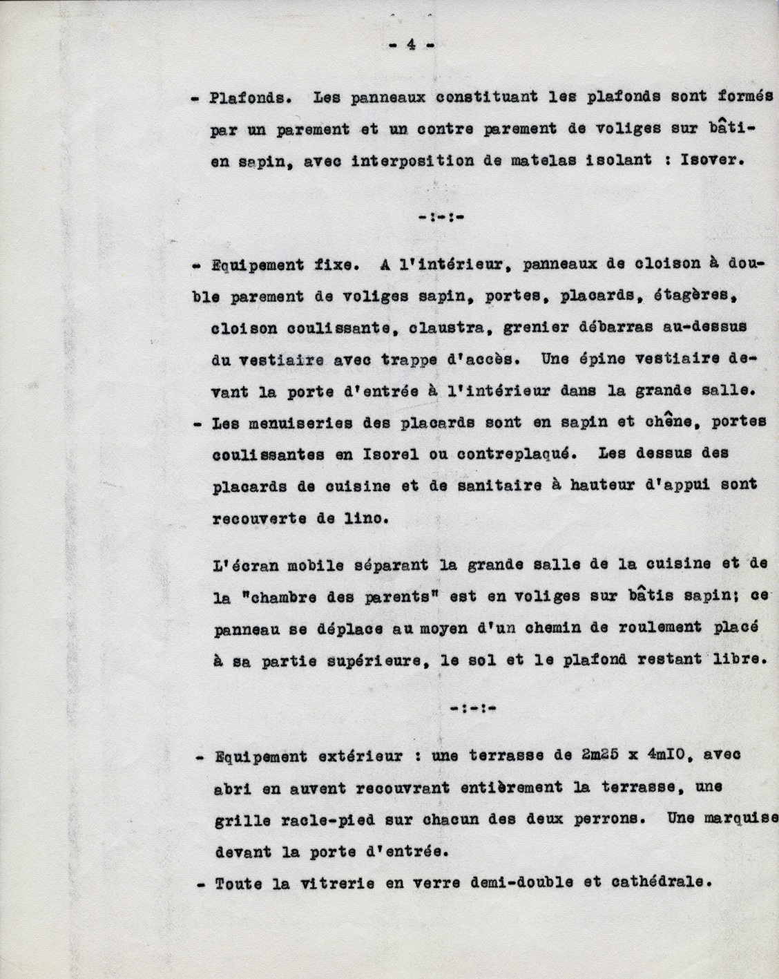 « Bureau central de constructions, la maison familiale équipée B.C.C. ». Devis descriptif, 11 mars 1942.