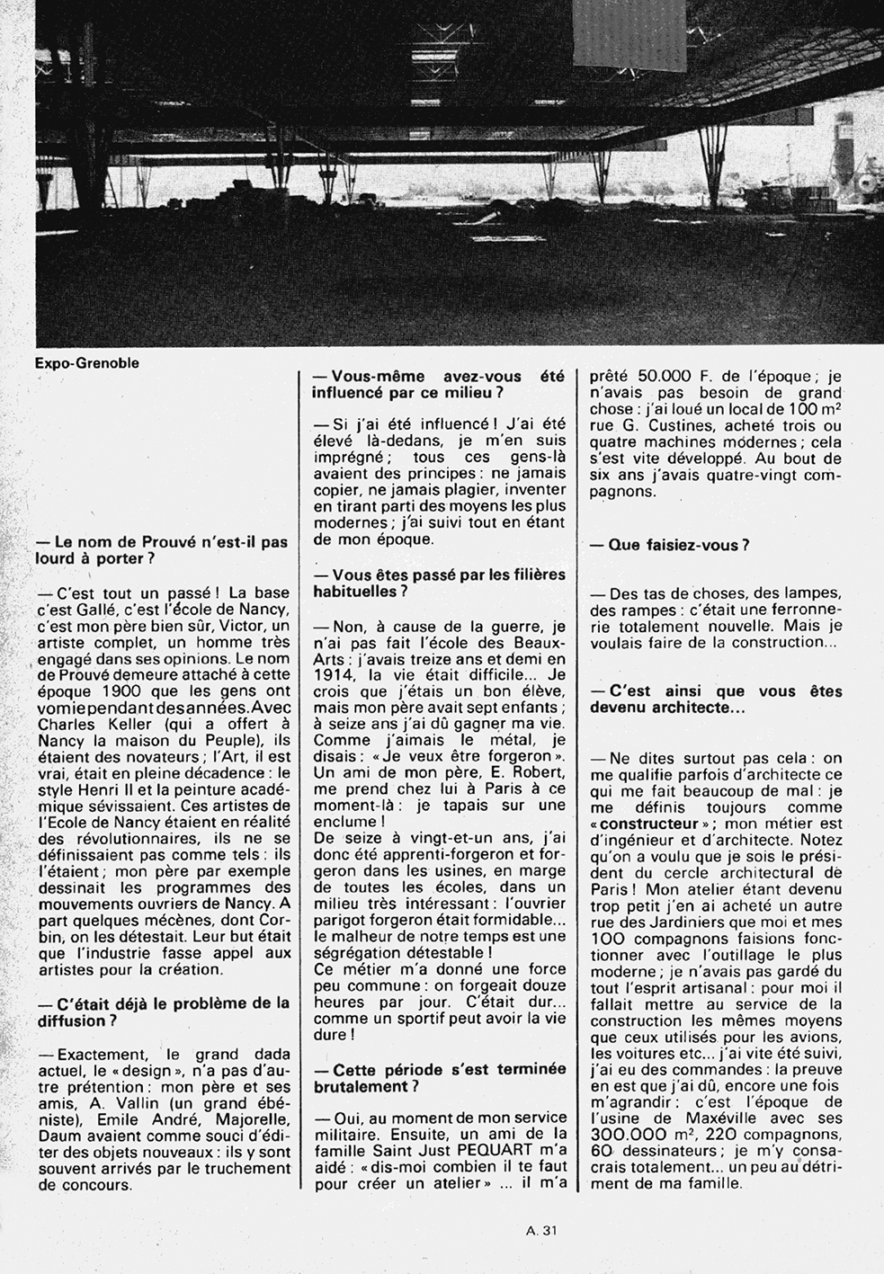 « L’architecture : une industrie », <i>A 31, mensuel de la Lorraine et du Luxembourg,</i> n° 13 (févr. 1974).