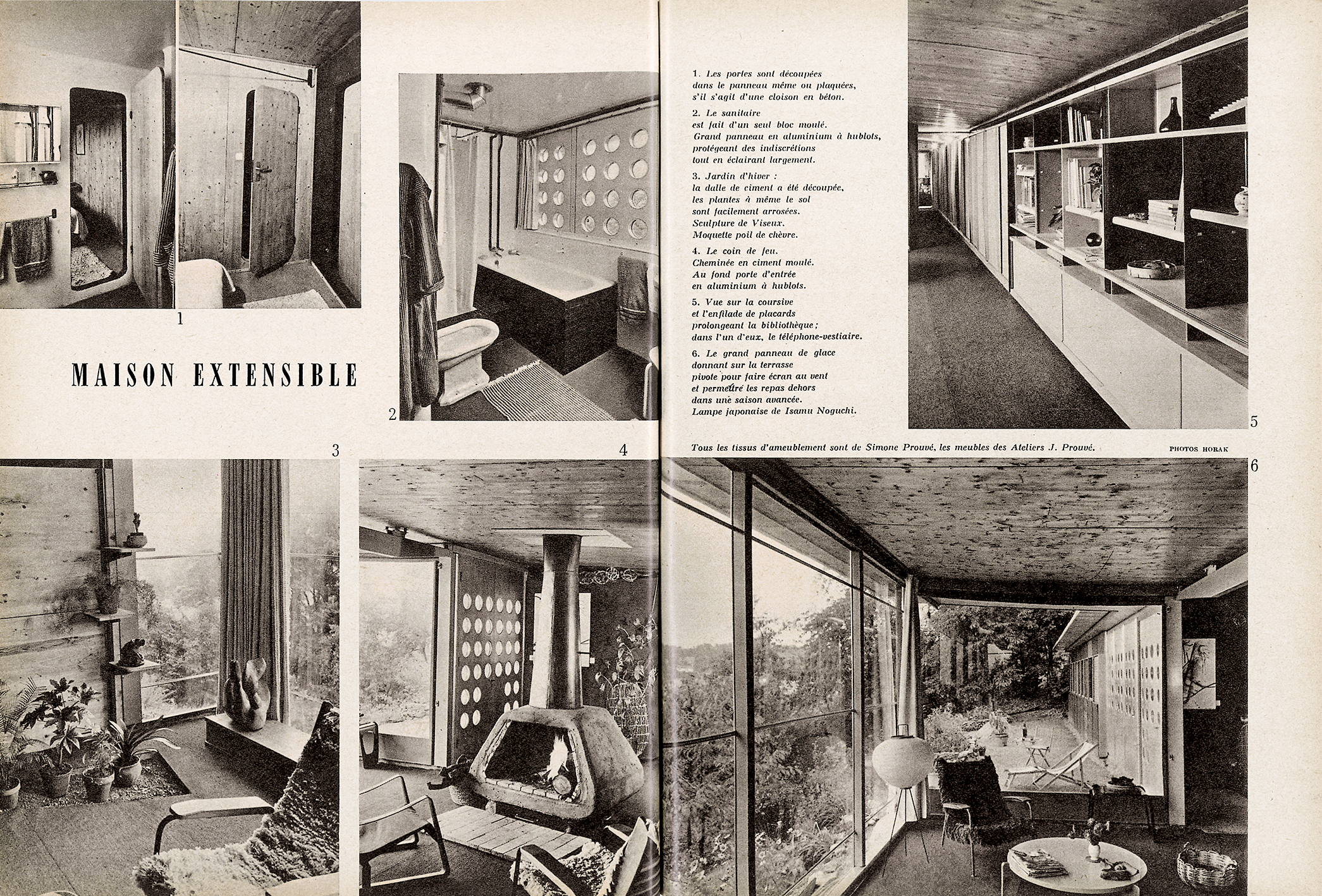 The J. Prouvé house, “Extendable house”, <i>Arts Ménagers</i>, no. 85, January 1957.