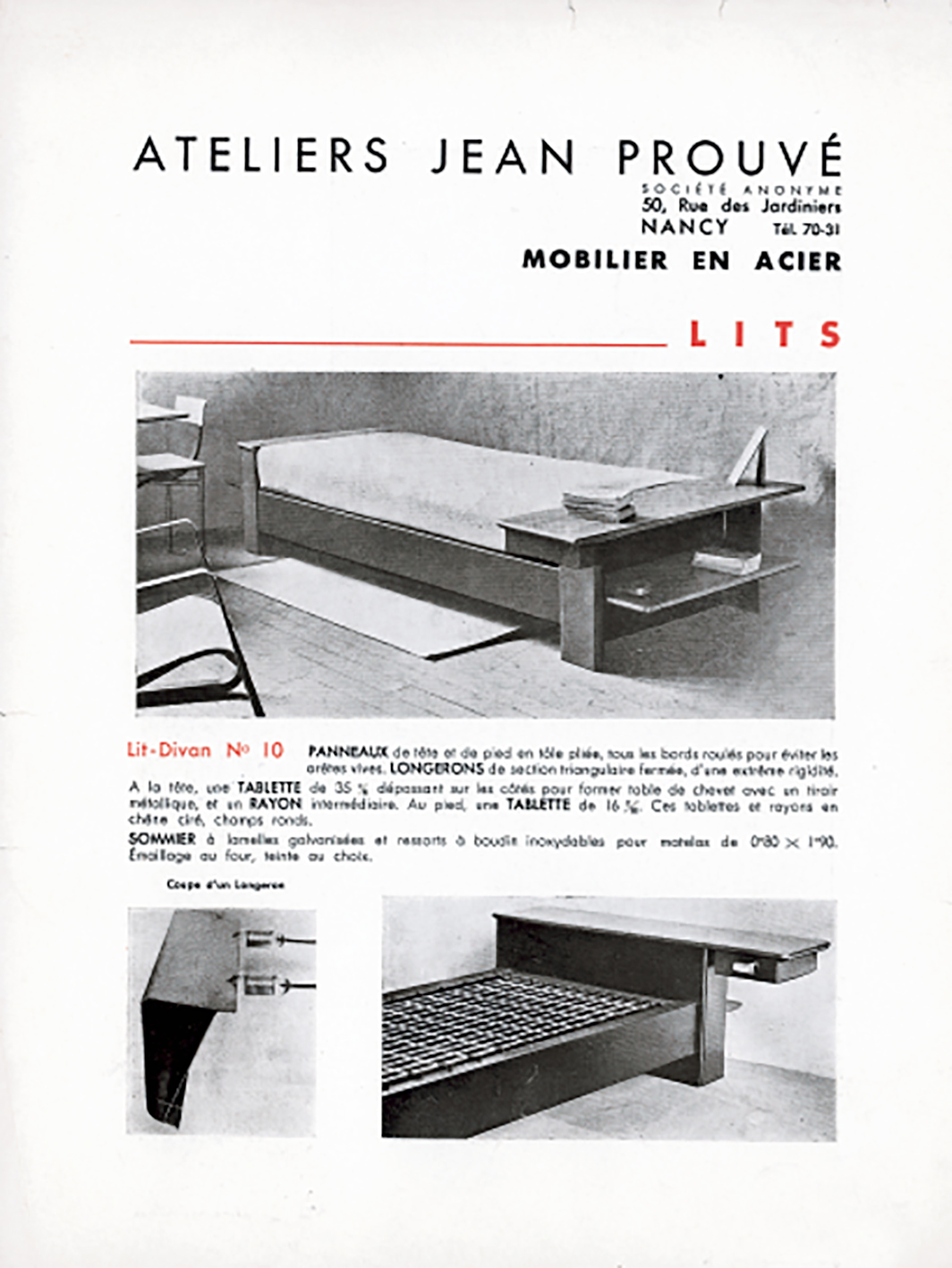 Brochure publicitaire <i>Ateliers Jean Prouvé, Mobilier en acier,</i> Nancy, c. 1935.