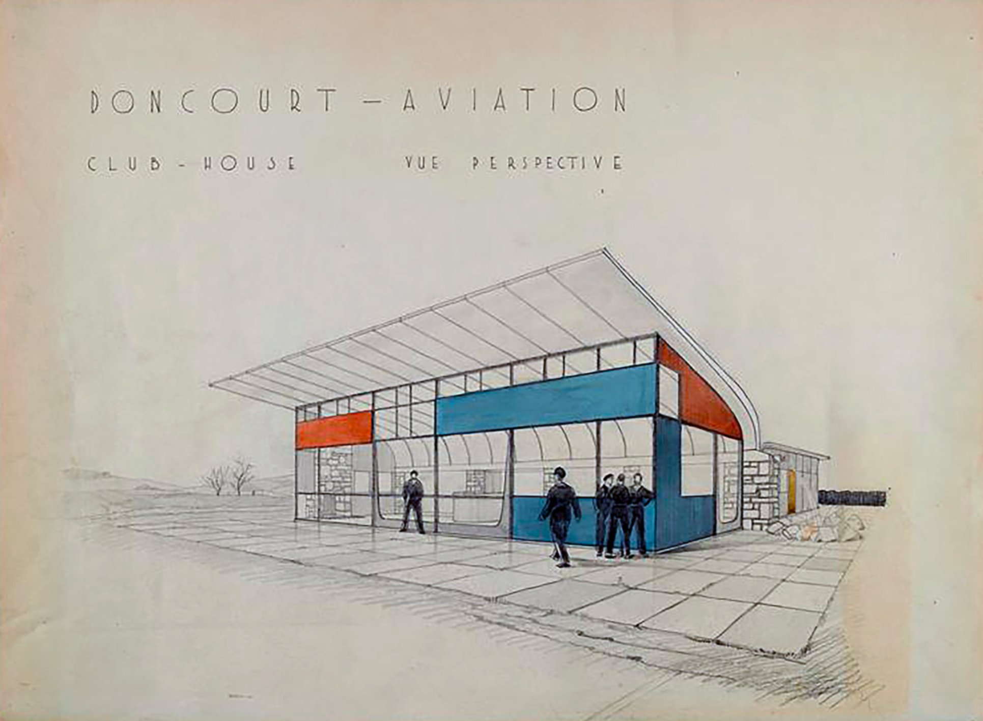 “Doncourt-Aviation, club-house. Perspective view”, ca. 1952.