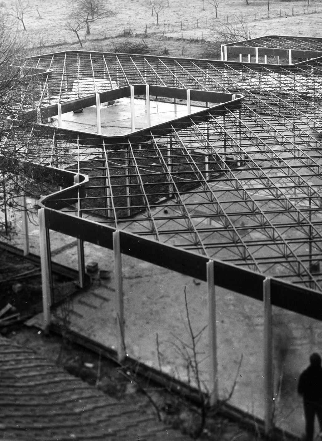 École d’architecture, Villers-lès-Nancy, 1970 (J. Binoux, M. Folliasson, arch.). Vue du chantier.