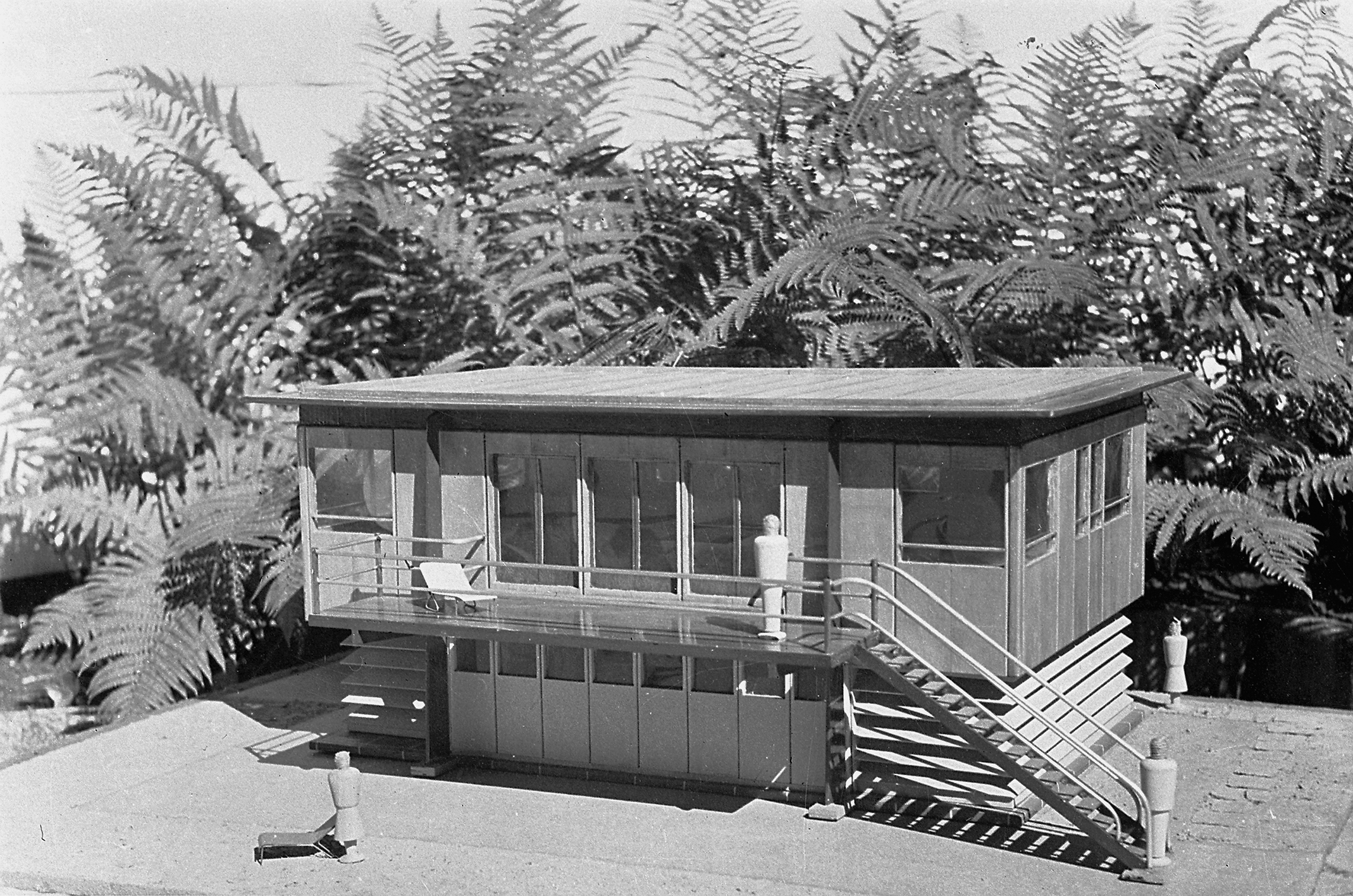 A quickly assembled house using factory-made components, Lods-Prouvé, 1943. 1:10 model, shown at the first Reconstruction Exhibition, Paris, December 1945.