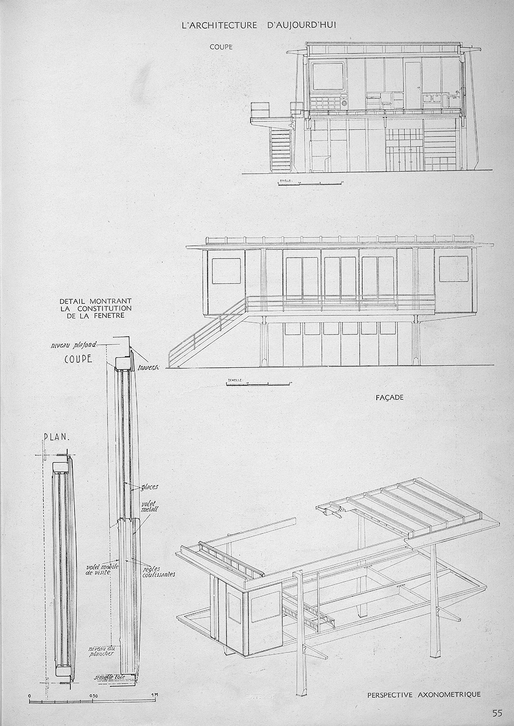 Maison d’habitation à montage rapide (Jean Prouvé avec Marcel Lods, arch.) paru dans <i>L’Architecture d’aujourd’hui,</i> n° 4, 1946.